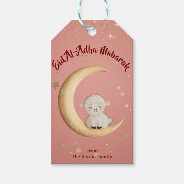 Eid Al-Adha Mubarak Pink Presentetikett (Framsidan)