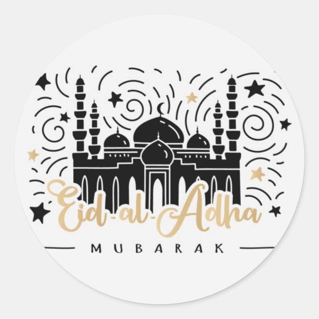 Eid Al Adha Mubarak Runt Klistermärke (Framsida)