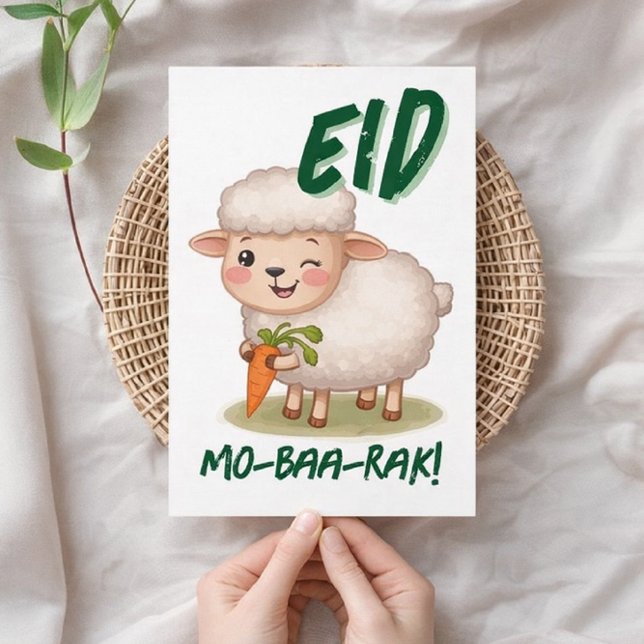 Eid Al Adha Mubarak Söt Får Grattiskort Inbjudningar (Skapare uppladdad)