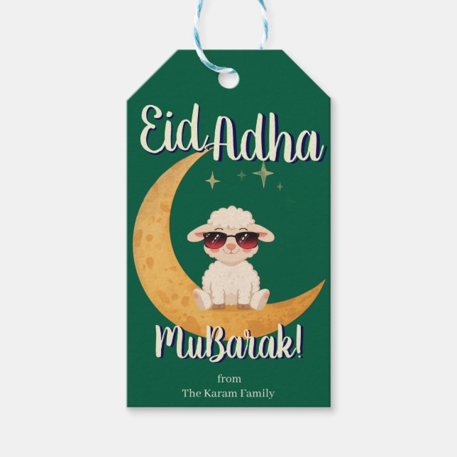 Eid Al Adha Personalized Eid Mubarak Muslim Gift  Presentetikett (Framsidan)