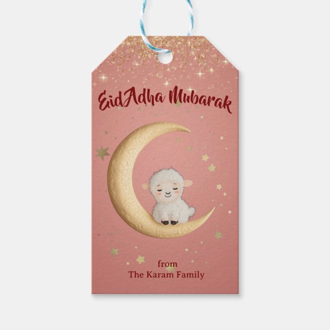 Eid Al Adha Personalized Eid Mubarak Muslim Gift  Presentetikett (Framsidan)