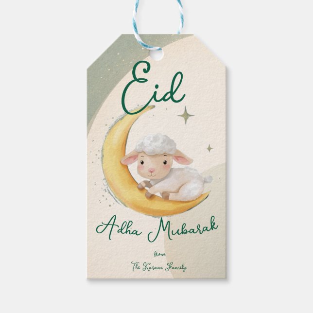 Eid Al Adha Personalized Eid Mubarak Muslim Gift  Presentetikett (Framsidan)