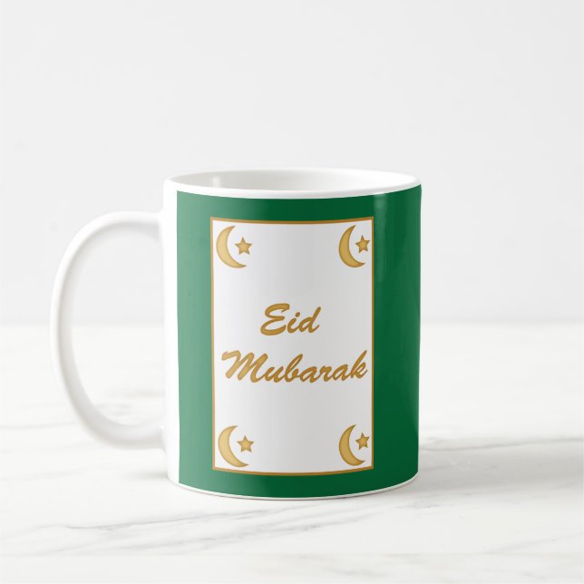 Eid al Fitr Eid Mubarak Grönt Gult Guld Måne Kaffemugg (Vänster)