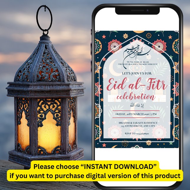 Eid Al Fitr-firande Eid Mubarak-fest Redigerbar Inbjudningar (Skapare uppladdad)
