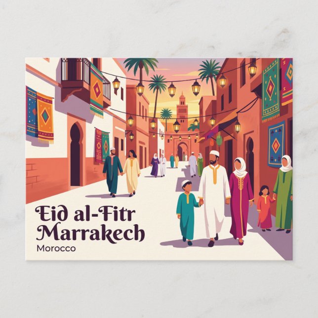 Eid al-Fitr-firande i Marrakech Marocko Vykort (Framsida)