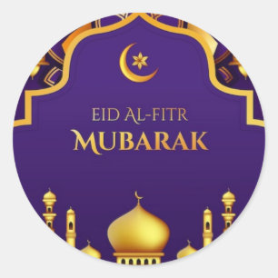 Eid Al-Fitr Hälsning Sticker Runt Klistermärke