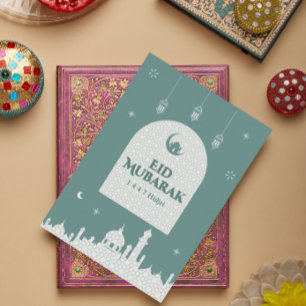Eid al-Fitr Mubarak 1447H Modern islamisk design Tack Kort