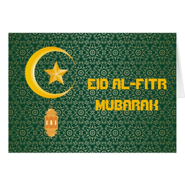 Eid al Fitr Mubarak Ramadan Kareem Måne Star Hälsningskort (Framsidan Horizontal)