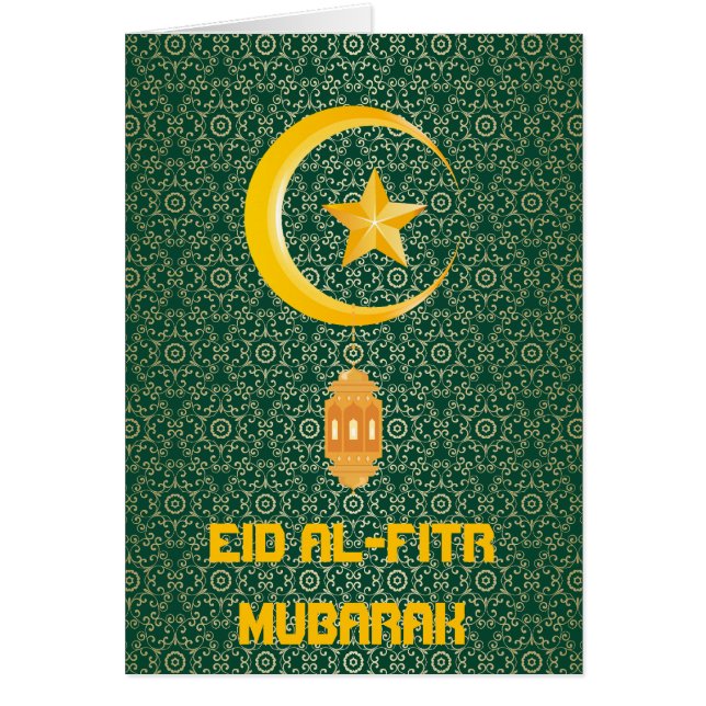 Eid al Fitr Mubarak Ramadan Kareem Måne Star Hälsningskort (Framsidan)