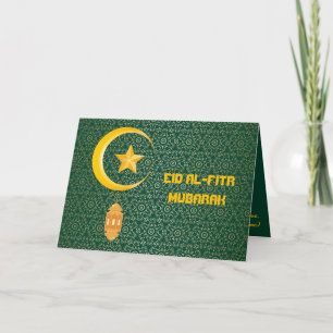 Eid al Fitr Mubarak Ramadan Kareem Måne Star Kort