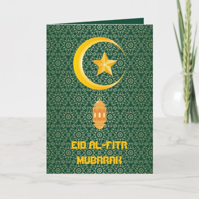 Eid al Fitr Mubarak Ramadan Kareem Måne Star Kort (Framsida)