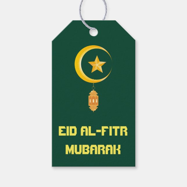 Eid al Fitr Mubarak Ramadan Kareem Måne Star Presentetikett (Framsidan)