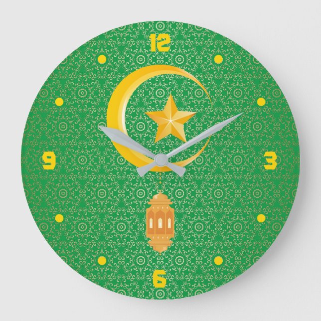 Eid al Fitr Mubarak Ramadan Kareem Måne Star Stor Klocka (Framsida)