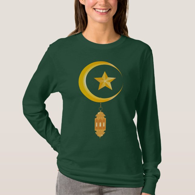 Eid al Fitr Mubarak Ramadan Kareem Måne Star T Shirt (Framsida)