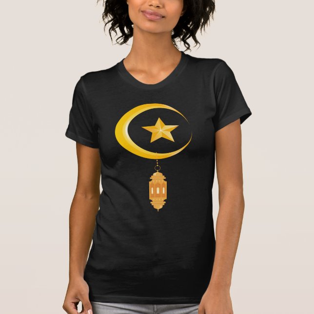 Eid al Fitr Mubarak Ramadan Kareem Måne Star T Shirt (Framsida)
