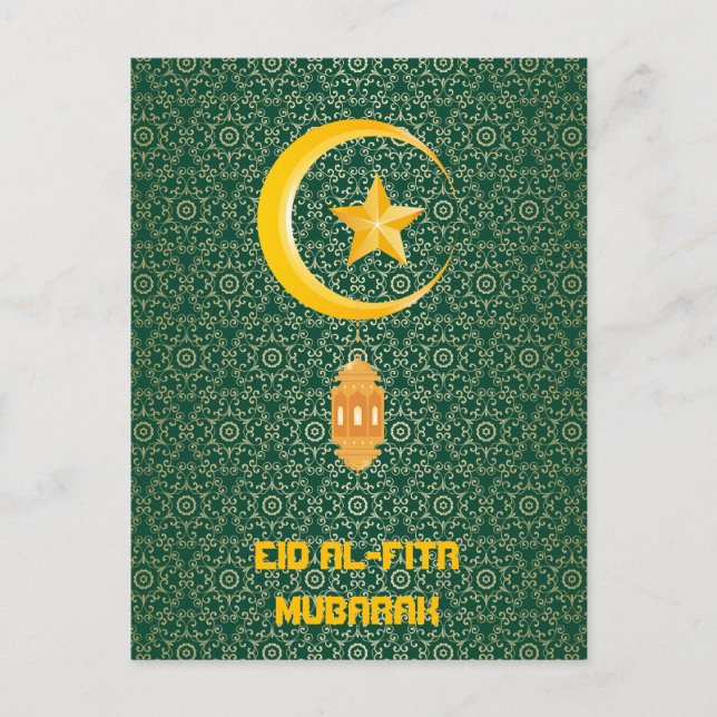 Eid al Fitr Mubarak Ramadan Kareem Måne Star Vykort (Framsida)