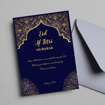 Eid Al Fitri Golden Mandala Navy Blue Helgdag