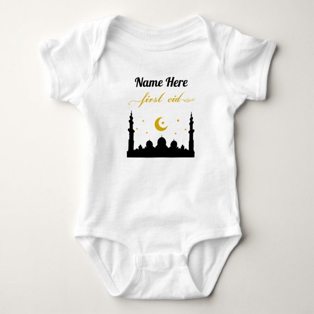 Eid-anpassat namn Baby-bokostydräkt T Shirt (Framsida)