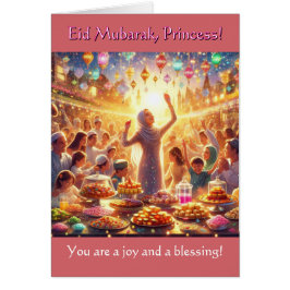 Eid Card för flickor - prinsessan Eid Mubarak Hälsningskort