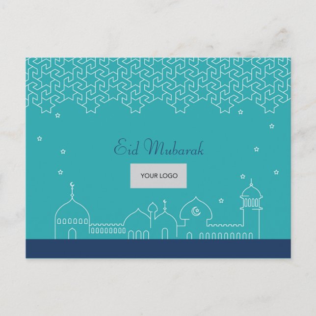 Eid Corporate Postcard - blått Inbjudan Vykort (Framsida)