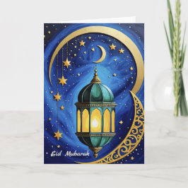 Eid Crescent Stars och Måne Kort