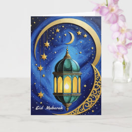 Eid Crescent Stars och Måne Kort