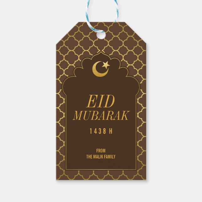 Eid Firande Gift Märkre guld morrocan mönster Presentetikett (Framsidan)