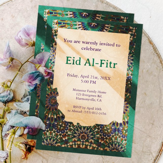 Eid Firande ornamental Emerald Eid Party Eid Inbjudningar (Skapare uppladdad)