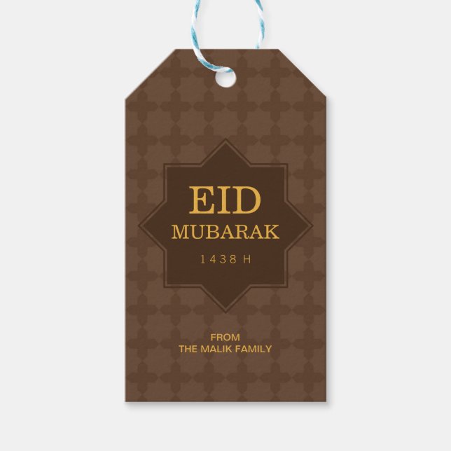 Eid firande presentkort med 8 uddig stjärnmönster presentetikett (Framsidan)