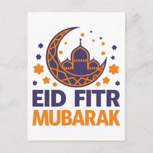 Eid Fitr Mubarak Glad Eid Al-Fitr Muslimska män ba Vykort