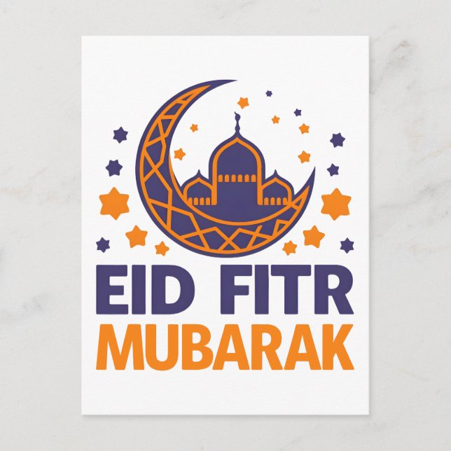Eid Fitr Mubarak Glad Eid Al-Fitr Muslimska män ba Vykort (Framsida)