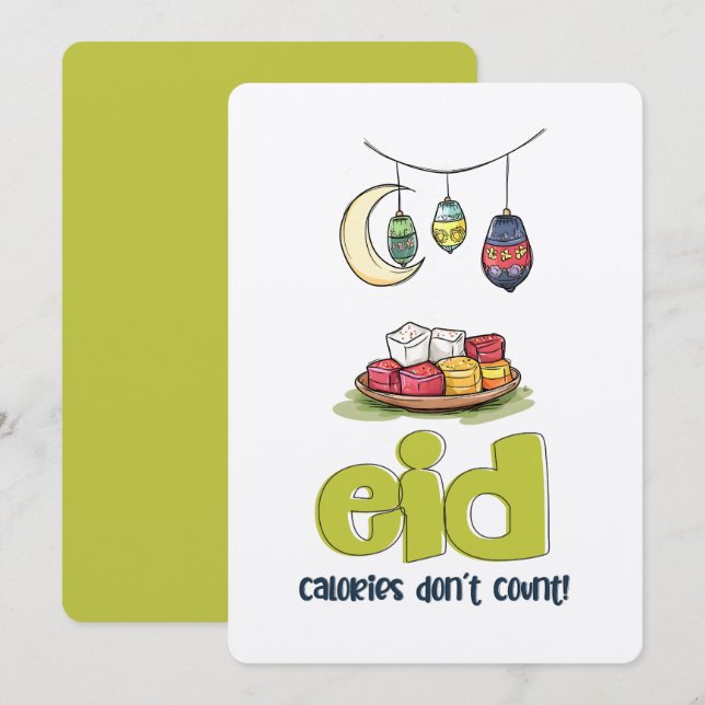 Eid Mamoul Inget ångrar | Kalorier räknas inte! Inbjudningar (Fram/baksida)