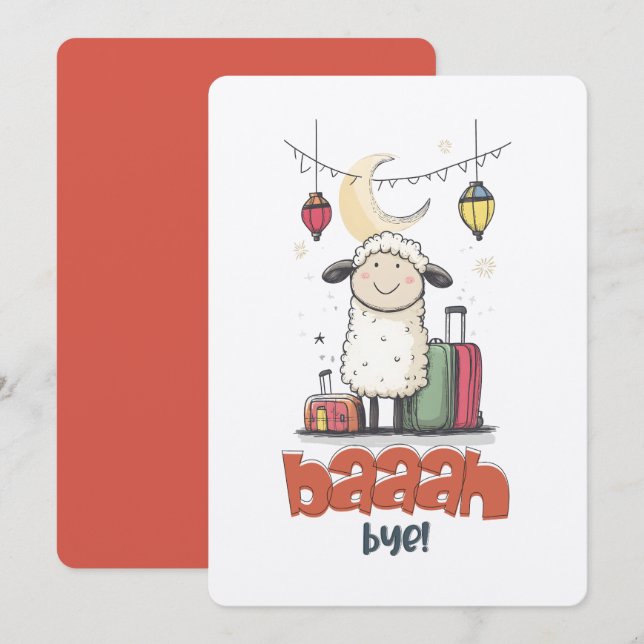 Eid Meme Rolig Får LOL HAHA | Baaaa Hejdå! Inbjudningar (Fram/baksida)