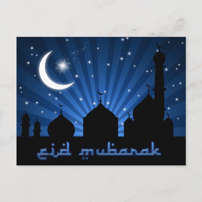 Eid-moské blå natt vykort (Framsida)