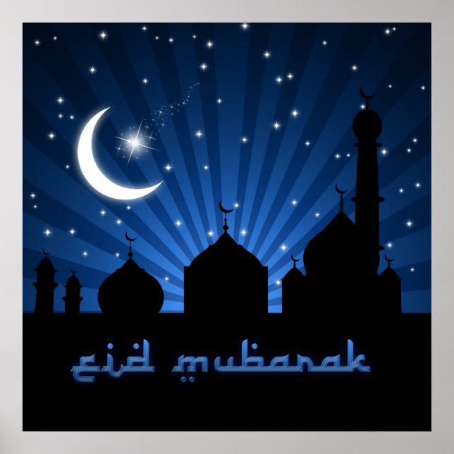 Eid Mosque Blue Night Poster (Framsidan)