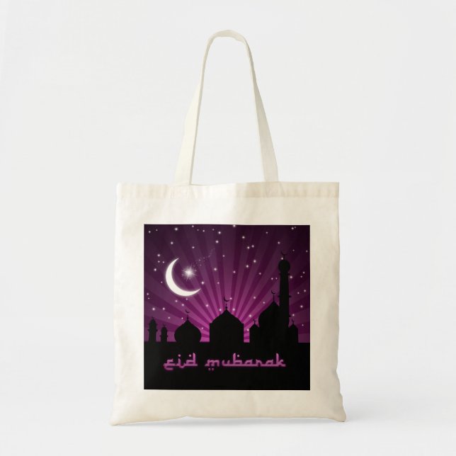 Eid Mosque Lila Night - Budget Tote Tygkasse (Framsidan)