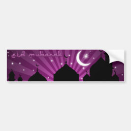 Eid Mosque Lila Night - Bumper Sticker Bildekal