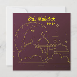 Eid Mubarak 1445 Hijriah Line art Julkort