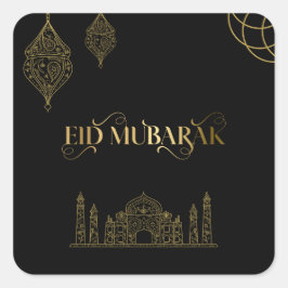 Eid Mubarak 2024 - Golden Calligraphy Fyrkantigt Klistermärke