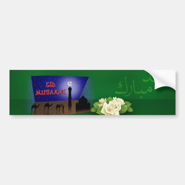 Eid Mubarak 3D Hälsning - Bumper Sticker Bildekal (Framsidan)