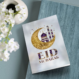 Eid Mubarak - Amethyst, Pearl and Guld Kort