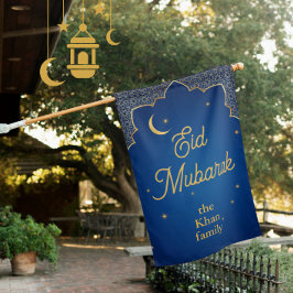 Eid Mubarak Anpassningsbar Guld Blue Måne + Stars
