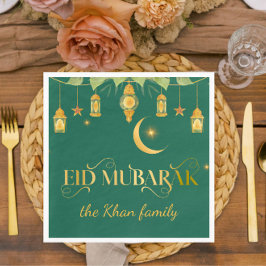 Eid Mubarak Anpassningsbar Guld Grönt Lanternor +  Pappersservett