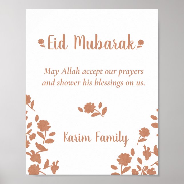 Eid Mubarak Anpassningsbar Islam Home Decor Blommi Poster (Framsidan)