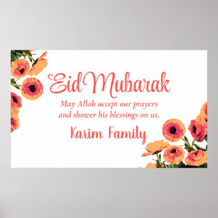 Eid Mubarak Anpassningsbar Islam Home Decor Blommi Poster