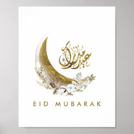 Eid Mubarak | Arabisk kalligrafi | GULD MÅNE Poster