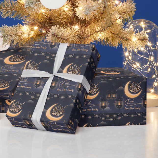 eid mubarak arabisk kalligrafi muslim presentpapper (eid mubarak arabic calligraphy muslim gift wrap light star moon calligraphy arabic happy eid holiday)