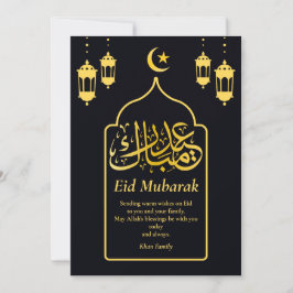 Eid Mubarak Arabiska Eleganten Modern Black Guld Julkort