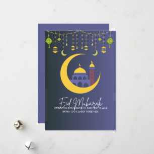 Eid Mubarak Blå Julkort