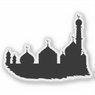 Eid Mubarak Black Mosque Silhouette Klistermärken